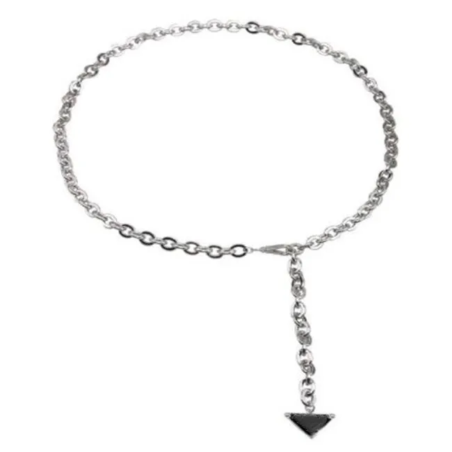 Designer Luxury Triangle Chain Belt For Women Silver Waistband