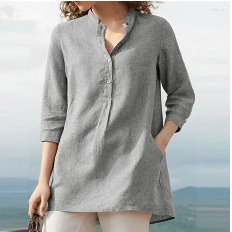 Женские блузки весны женской пуловер с твердым цветом рубашка городской повседневной стенд.