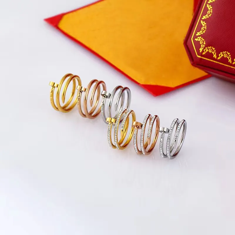 Love Vint Ring Classic Luxury Designer Jewelry Мужские и женские кольца Titanium Steel Letter Double Band Size 5-11