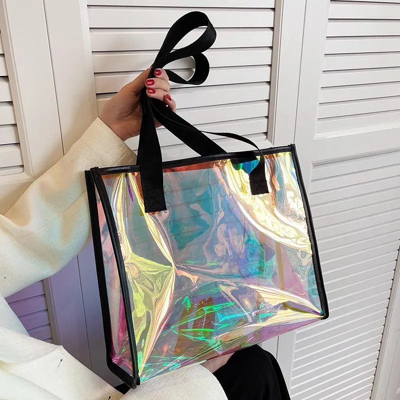 Evening Bags Laser Colourful PVC Clear Women's Bag 2022 Summer Fashion Tote Large Capacity Female Shoulder Shopper Ladies Handbag