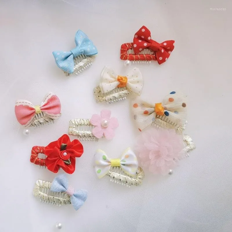 Dog Apparel 10 Hairpins Princess Pink Cute Cat Hair Bow Accessories Small And Medium Sized Pet Animal Party Grooming Yorkshire