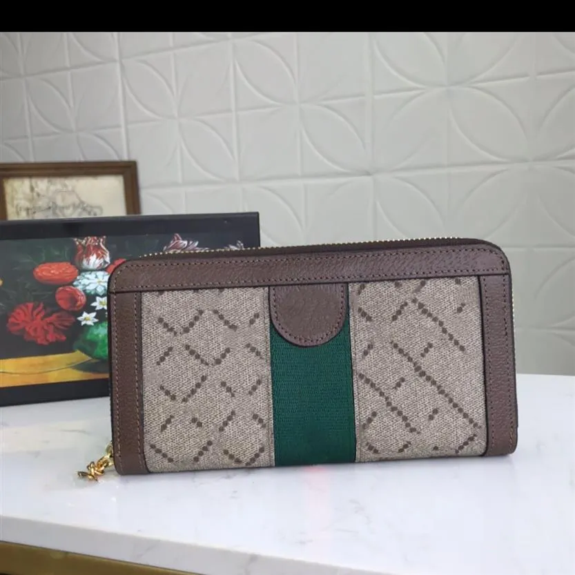 Long Women Standard Wallet vintage Faixa de dois tons Letra dupla G z￭per numerosos porta de cart￣o Compartamentos de moeda 220Z