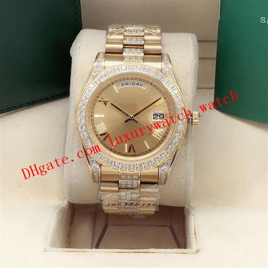 9 Style 228238 Silver Champagne Roman Dial Watch BP 41mm 18K Oro amarillo Pulsera de diamantes Relojes automáticos de moda para hombres Wri212h