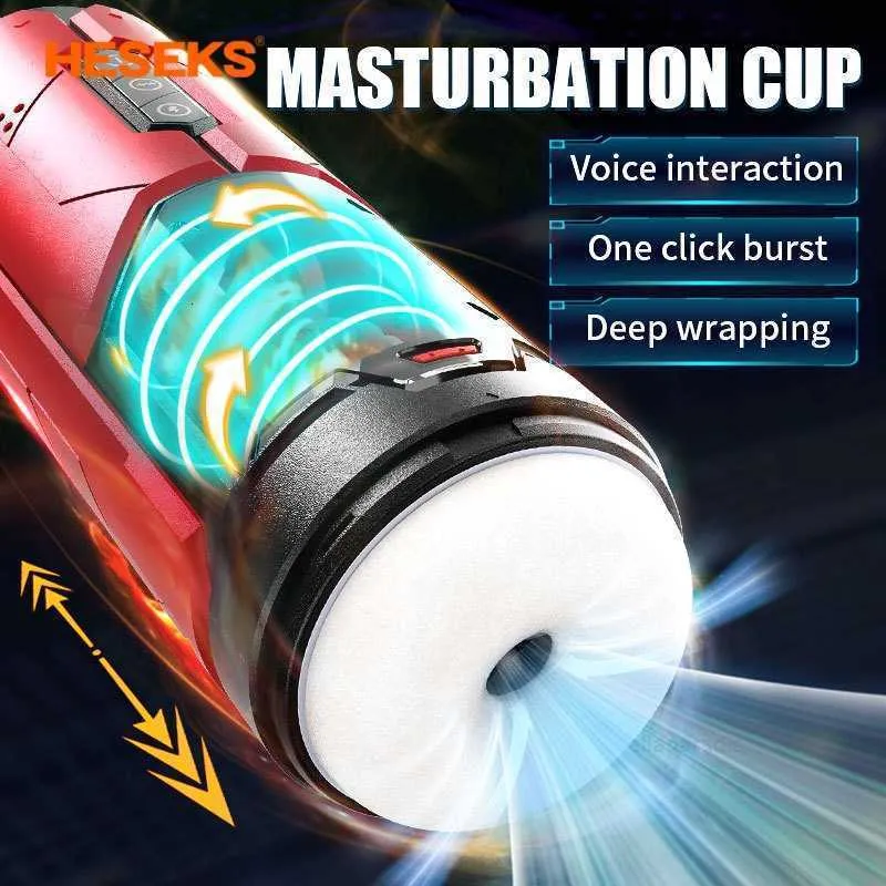 Juguetes sexuales masajeador HESEKS rotación succión masturbador masculino Copa Vagina automática mamada succión para hombres masturbación juguetes de empuje