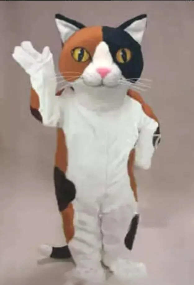 Factory Hot Calico Cat Mascot Costume Tecknad karakt￤r Vuxen storlek Tema Carnival Party Cosply Mascotte Outfit Suit Fit Fancy Dress