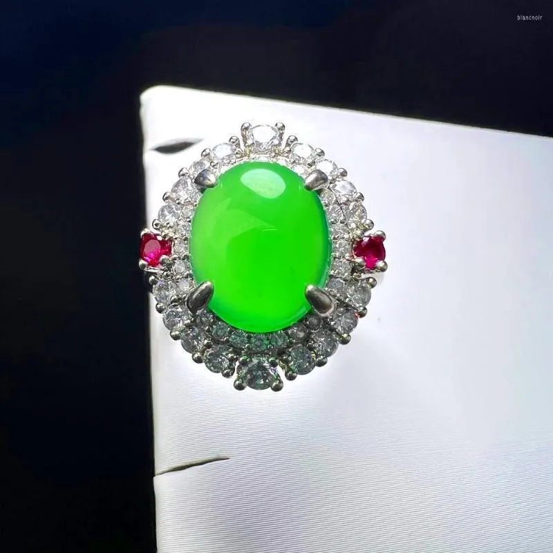 Wedding Rings Natural Stone Green Agate Finger Ring Charm Adjustable Zircon Copper For Women 2022