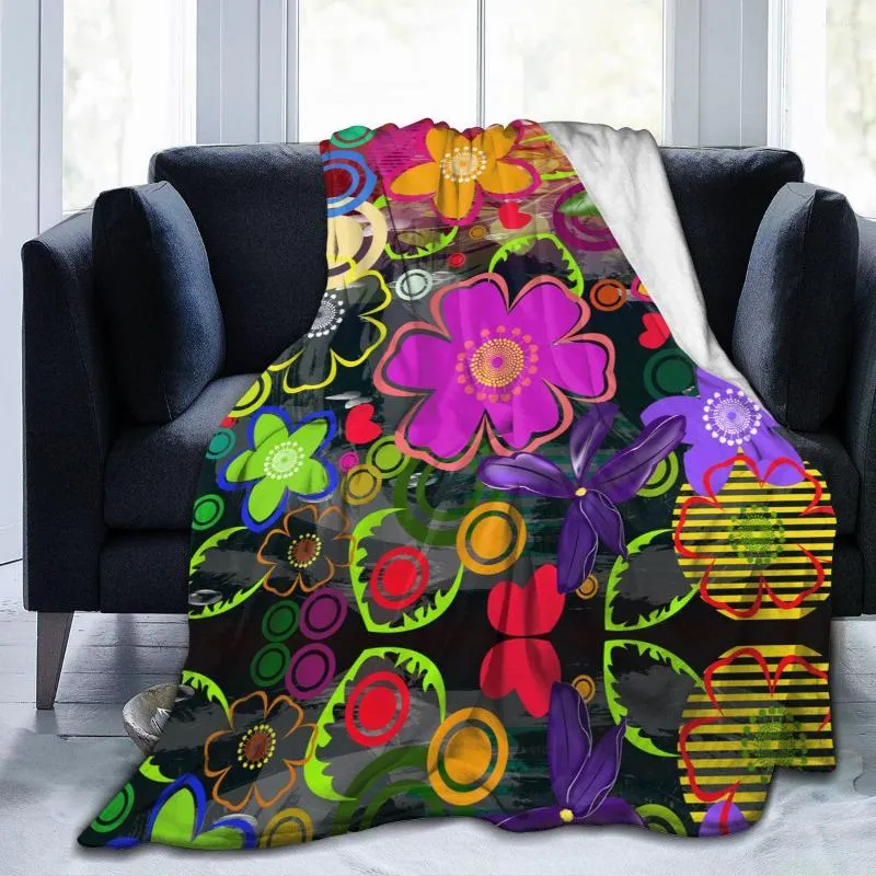 Cobertores Blanket Flores florais Flores florais decorativas Ultra-Soft Micro Fleece para Bathrobe Sofá Bed Travel Home Winter Spring outono