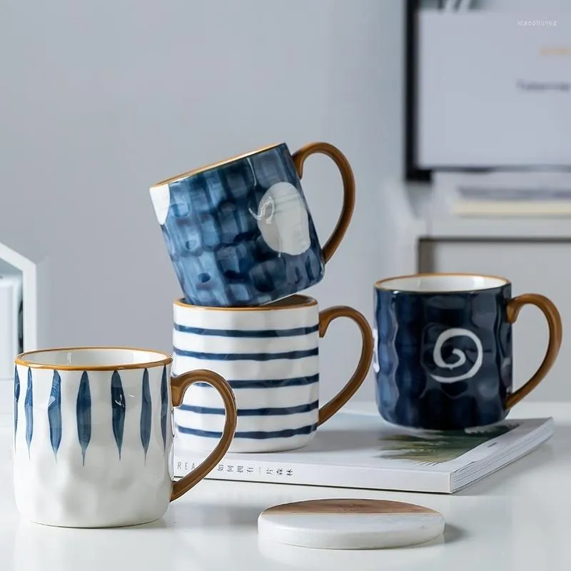 Mugs Coffee Ocean Wind Hand Kneading Ceramic Milk Cup Blue & White Eco Friendly Cups Tumbler Kawaii Mug Cute