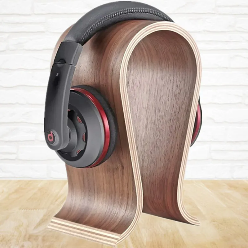 Soporte para auriculares de madera de alta calidad Soporte para auriculares de madera de nogal Soporte para auriculares Estante de exhibición para auriculares