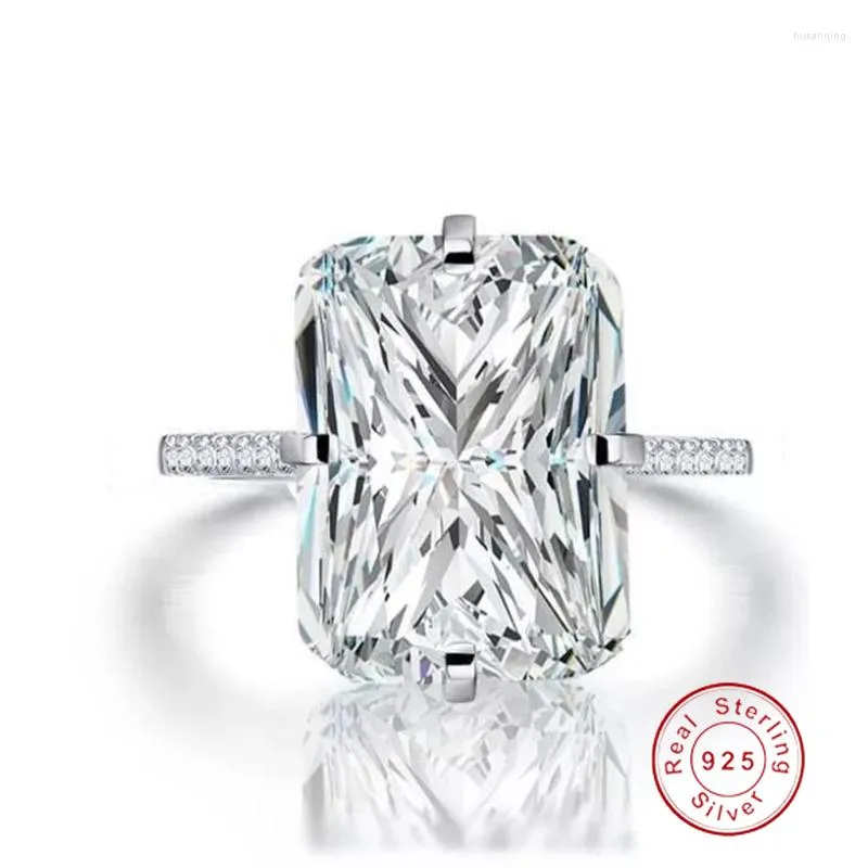 Anneaux de mariage étincelant femme promesse bague couleur argent 5ct carré Zircon bande pour les femmes mariée déclaration fête bijoux