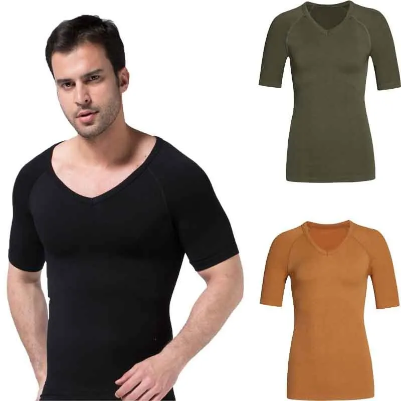 Moldeadores de cuerpo para hombre, ropa interior para controlar la barriga, ropa interior moldeadora de manga corta, Tops, camisa moldeadora, moldeador de correa elástica elástica