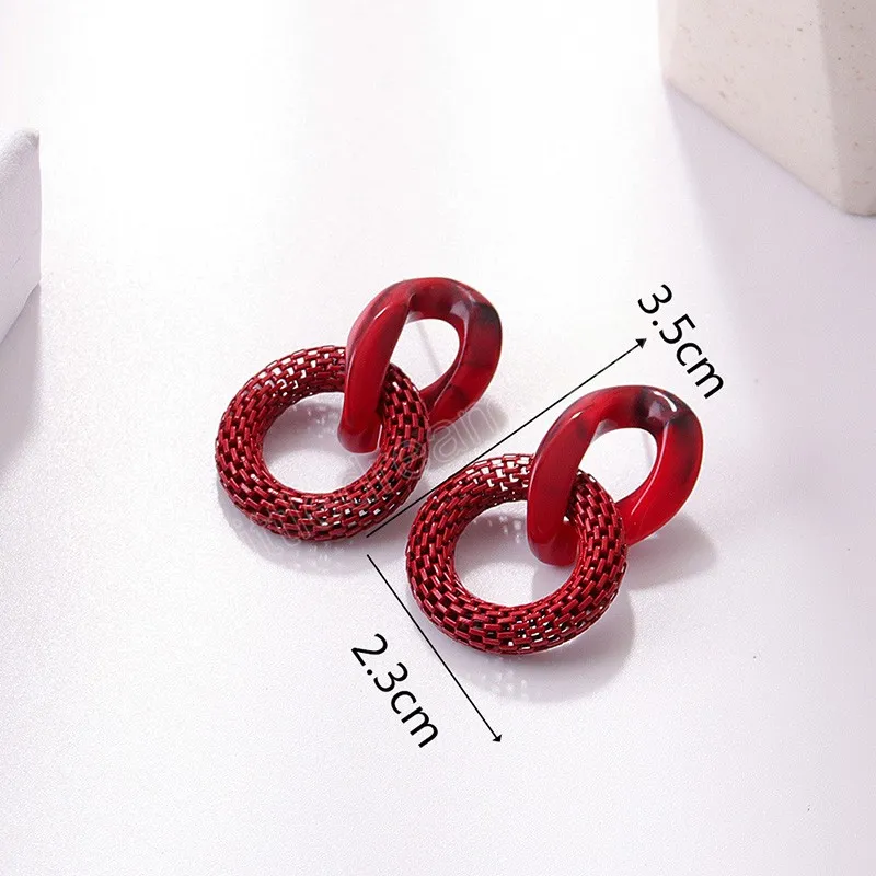 Koreaner einfacher Doppelkreis Dangle Ohrring Bunte Anh￤nger Ohrring f￼r Frauen Mode kleine Pendientes Schmuckgeschenke