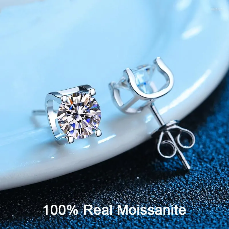 أقراط مسمار GRA Real GRA مصدقة Moissanite للنساء الرجال D Color VVS 925 Sterling Silver Diamond Eymond