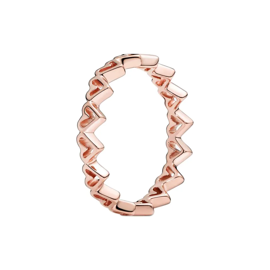 18k Rose Gold Freehand Hearts Ring för Pandora Authentic Sterling Silver Couples Jewelry for Women Män älskar hjärtflickvän gåva med originallåda