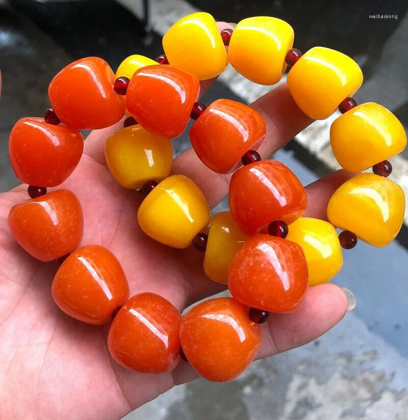 Strand Hoo 18mm BEAUTIFUL RED BALTIC AMBER Old Beeswax Apple Bead Bracelet Certificate