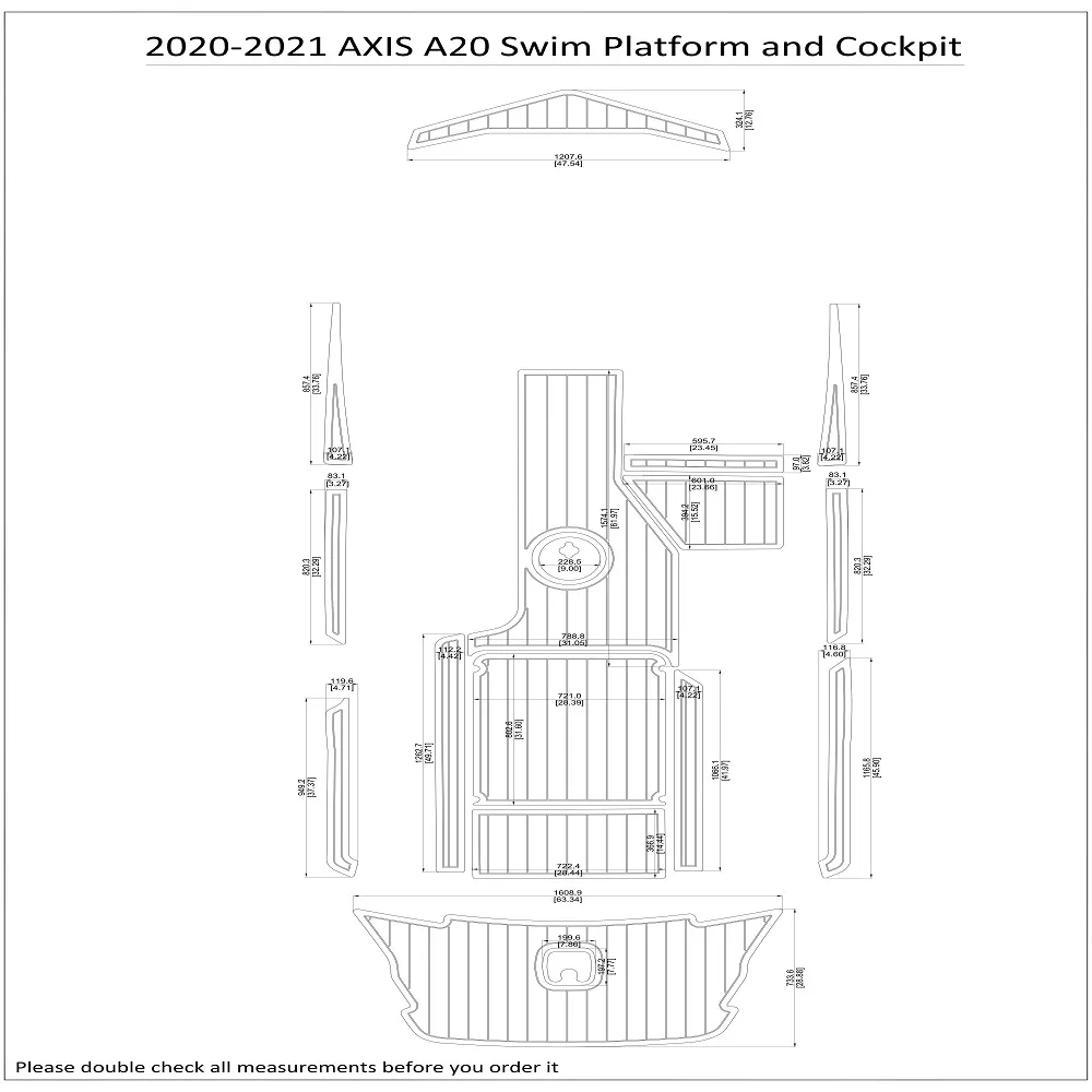 2020-2021 Axis A20 Swim Platform Cockpit Boat Eva Faux Foam Teak Deck Floor Pad