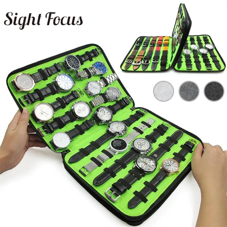 Focus Sight 40 Slot Filtr Watch Organizer Box Grey Watch Turage Wauch Podwójna warstwowa pasek Pasek Organizer Bag288Q