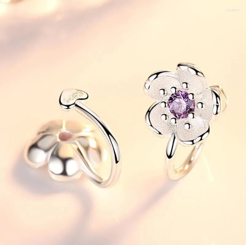 Rücken Ohrringe Echt 925 Sterling Silber Mode Kirschblüte Blume Ohr Manschette Clip Für Frauen Ohne Piercing Schmuck DA2200