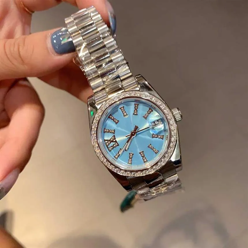 Moda Lady Watch Movement Quartz Watches A3 Pearls Classe Mineral Sapphire Mirror Roman Scale 316 Banda de rel￳gio de a￧o inoxid￡vel OROLO242N