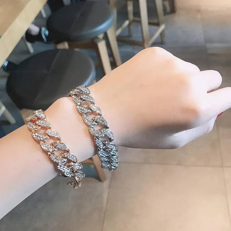 Link bransoletki przesadzone łańcuch kubański wypełniona mrożona bransoletka na przyjęcie koktajlowe Kobiety Hip Hop Jewelry Akcesoria