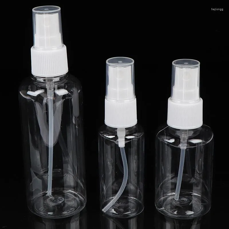 Bottiglie di stoccaggio 30 ml / 50 ml Flacone spray vuoto da 100 ml Mini contenitore cosmetico riutilizzabile per l'erogazione di alcol riutilizzabile in plastica