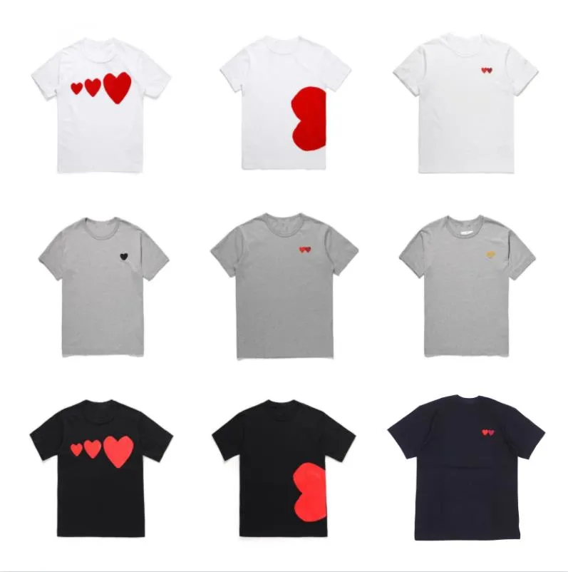 Play Mens T-shirt Designer CDG Broderie Coeur Rouge Commes Des Casual Femmes Chemises Badge Quanlity TShirts Coton À Manches Courtes Été Lâche Oversize Tee1