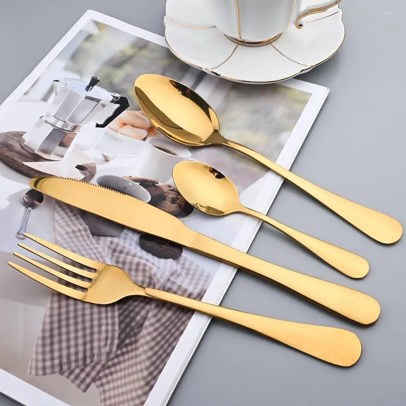 Conjuntos de talheres Zoseil 24pcs Conjunto de jantares 304 Faca de faca de ouro de aço inoxidável Forks Spoon espelho Terrechware Western Tableware