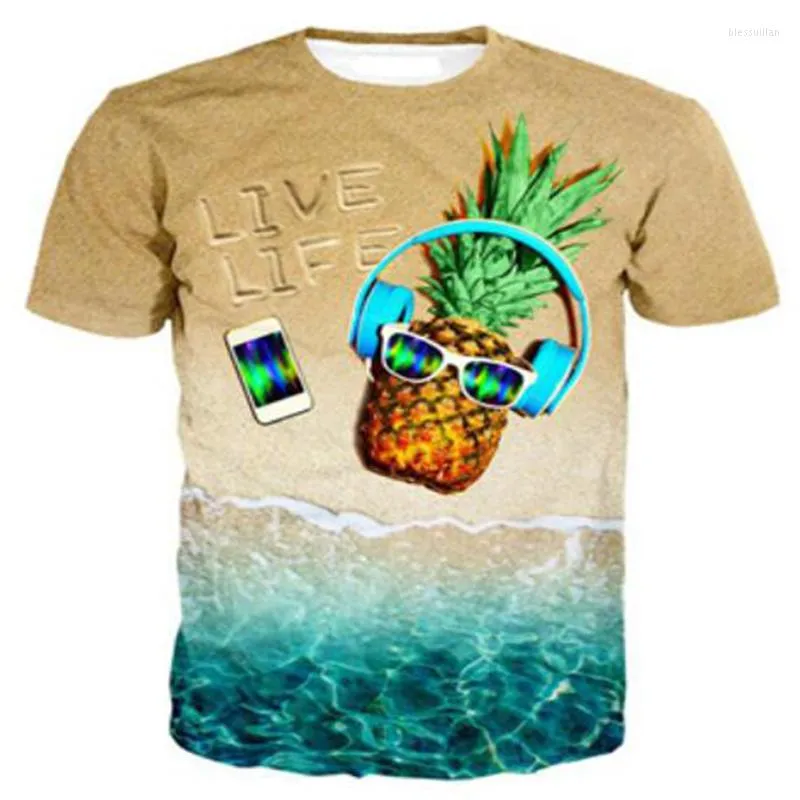 남자 T 셔츠 패션 커플 유니osex 오션 비치 갤럭시 재미있는 3D 프린트 여름 캐주얼 하라주 쿠 스트리트 셔츠 티셔츠 티 탑