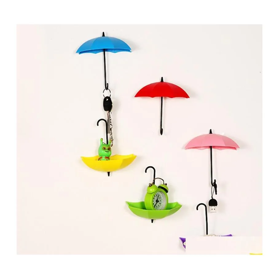 Crochets Rails 3 Pcs Creative Forme De Parapluie Montage Mural Crochet Porte-clés Support De Stockage Suspendu Pour Salle De Bains Cuisine Porte 66Cy Drop Deli Otz72