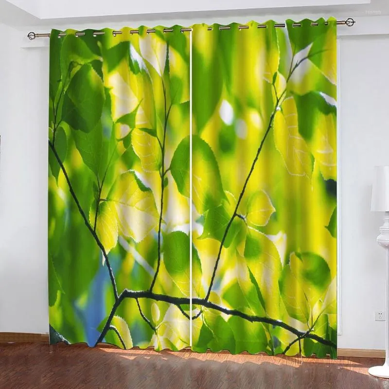 Curtain Custom Green Leaf Curtains 3D Blackout For Living Room Personality