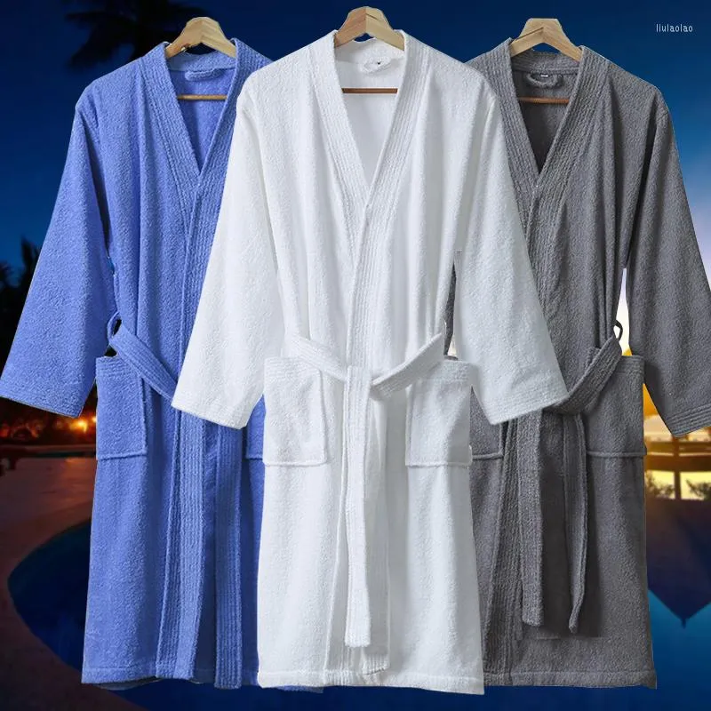 Mäns sömnkläder Summer Bathrobe Men Cotton Robe Handduk mjuk kimono klänning älskare ultravat stora långa nattkläder tjocka varma kvinnor