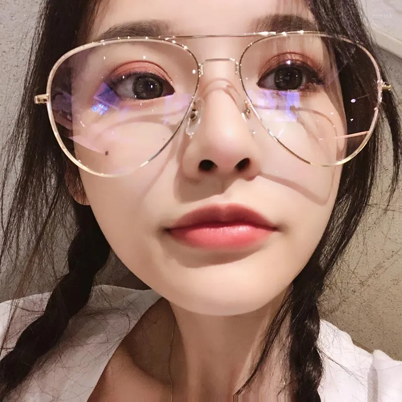 Okulary przeciwsłoneczne ramy koreańską wersję dużej ramy płaskie okulary kobiety optyczne okulary czyste mężczyzny gazy