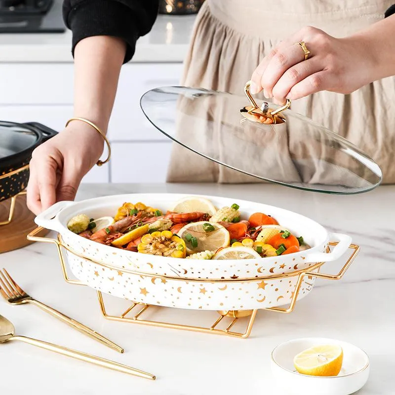 Utensílios de jantar conjuntos nórdicos xingyue oval sopa de cerâmica panela de restaurante de restaurante fosco de velas com cobertura com capa seca