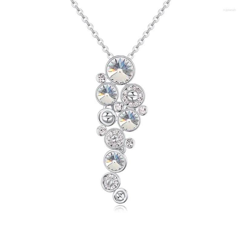 Chains Brand Jewellry Necklaces Flower Pendants For Women Full Crystal Jewelry White Gold Color