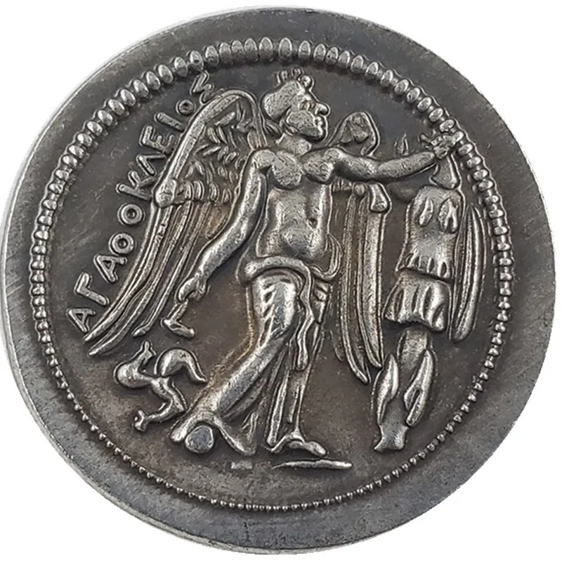 Copie de pièces de monnaie grecques antiques, artisanat en métal plaqué argent, cadeaux spéciaux, Type2618