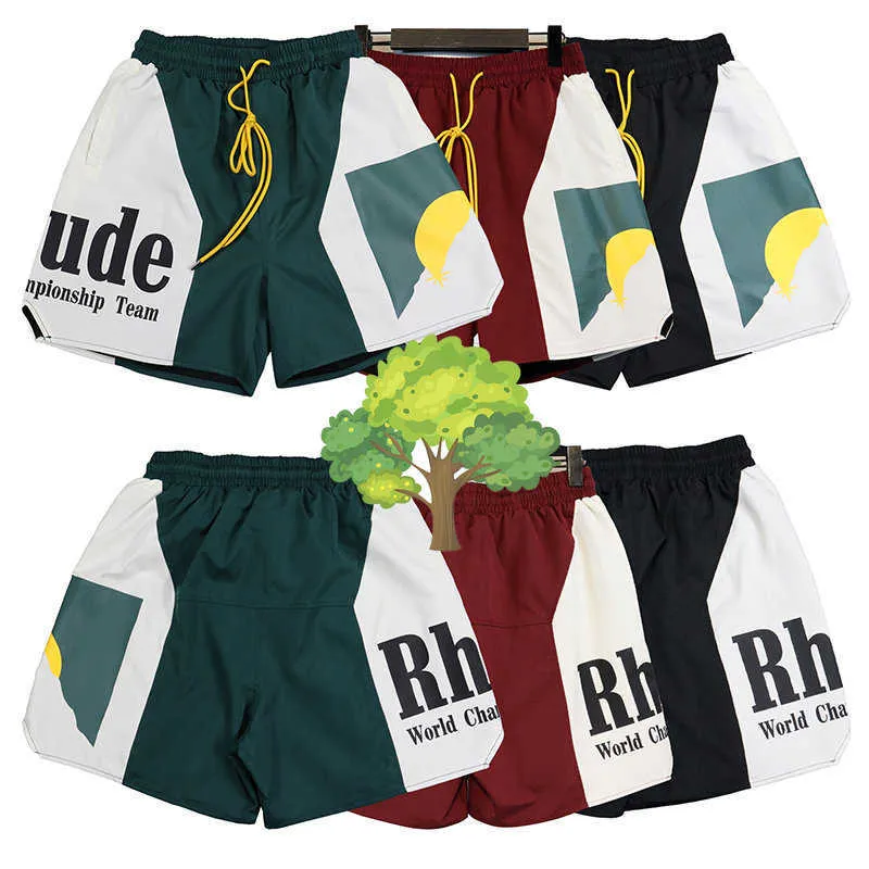 Panneau de shorts masculins courtes lettres de coucher du soleil imprimées sports de sports de sports de grande rue mascules femmes cordons jaune jogger g221214