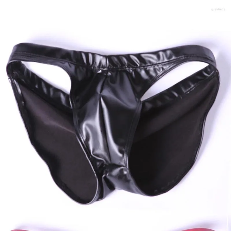 Sous-vêtements pour hommes de luxe Leica Rubber Bright Latexy Low-Waist Pouch Briefs pour les tiroirs de spectacle de scène Kecks Thong TM6A