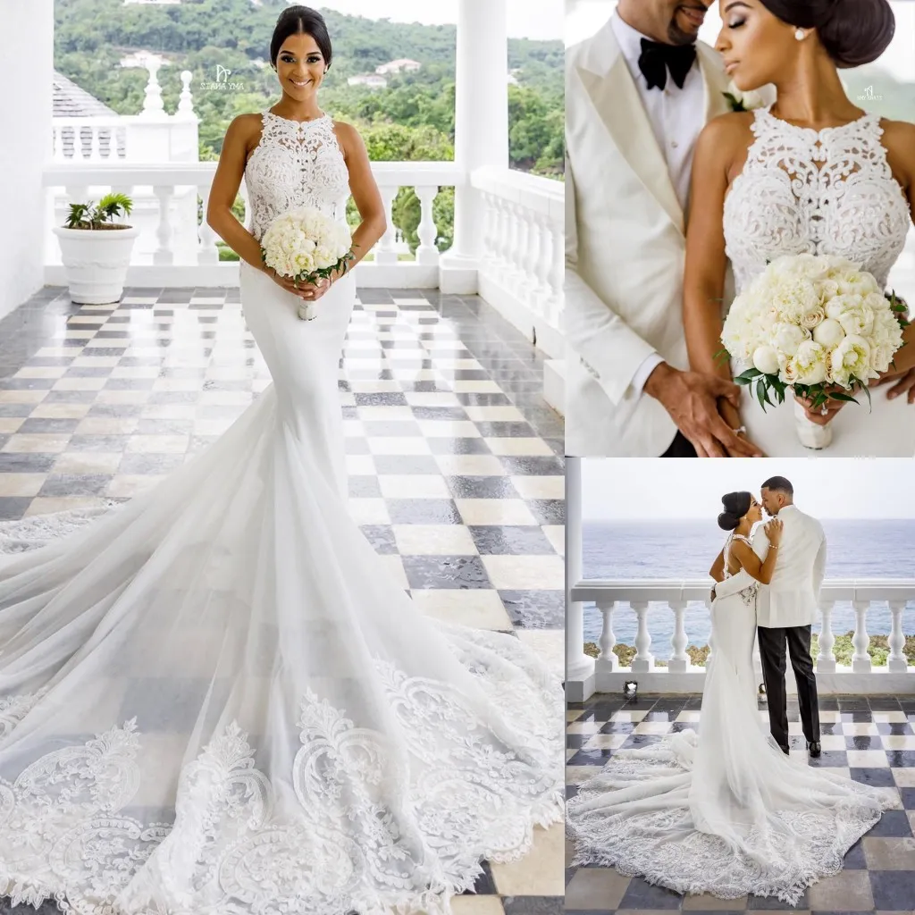 Tulle Sheer Jewel Lace Appliques Mermaid Wedding Dress Tulle Sheer Jewel Lace Appliques Mermaid Wedding Dress
