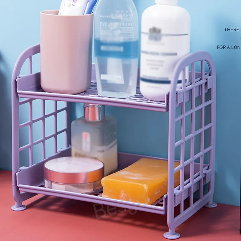 Double Layer Sundry Organizers Holders Desktop Sundries Storage Rack Bathroom Bath Soap Shampoo Racks Kitchen Tableware Racks BH6267 TQQ