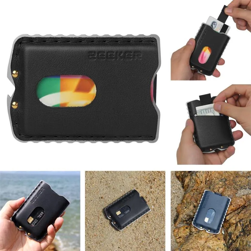 Zeeker Men Wallets Slim Front Pocket Wallet Wallet Wallet Minimalist Handmade Heline Leather Wallet265n