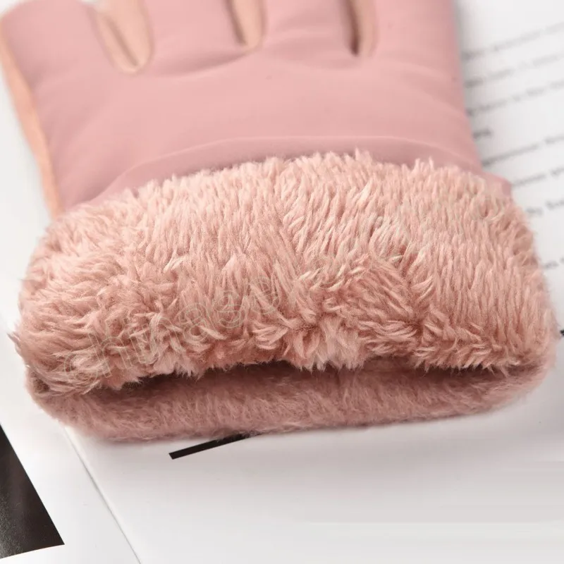 Fashion Lady Gloves Women Winter Vintage Cycling Thick Warm Windproof Bow-Knot Full Finger Ladies Touch Screen Glove Mittens