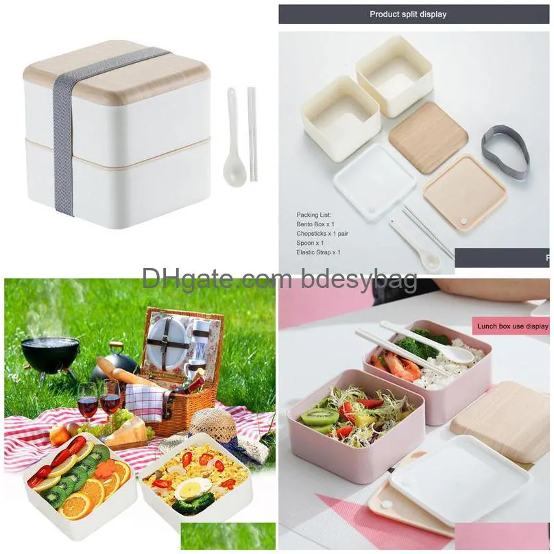 dinnerware sets stackable japanese traditional bento box 2tier lunch with adjustable strap tableware bowl leakproof lunchdinnerware