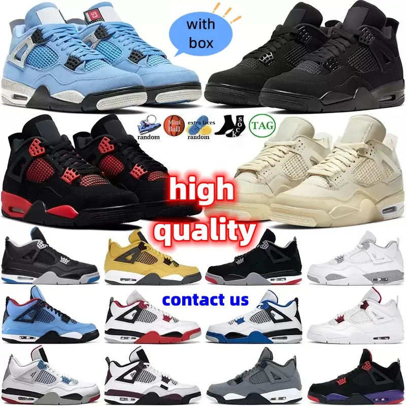 2022 nya basketskor för kvinnor 4 4s Red Thunder Sail Black Cat Vit Oreo Pure Money Infrared Zen Master Metallic Lila Cool Grå Cactus Jack herrsneakers med låda