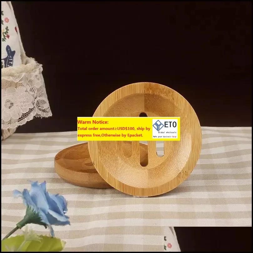 Soap Dishes Bathroom Accessories Bath Home Garden Round Mini Dish Creative Environmental Protection Natural Bamboo Soaps Holder Drying Soa