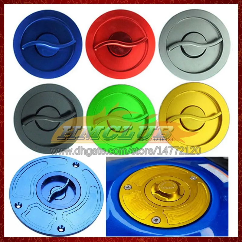 Motorcycle CNC Keyless Gas Cap Fuel Tank Caps Cover For SUZUKI GSXR 1300 GSXR1300 1300CC Hayabusa 14 15 16 2017 2018 2019 Quick Release Open Aluminum Fuel Filler Covers