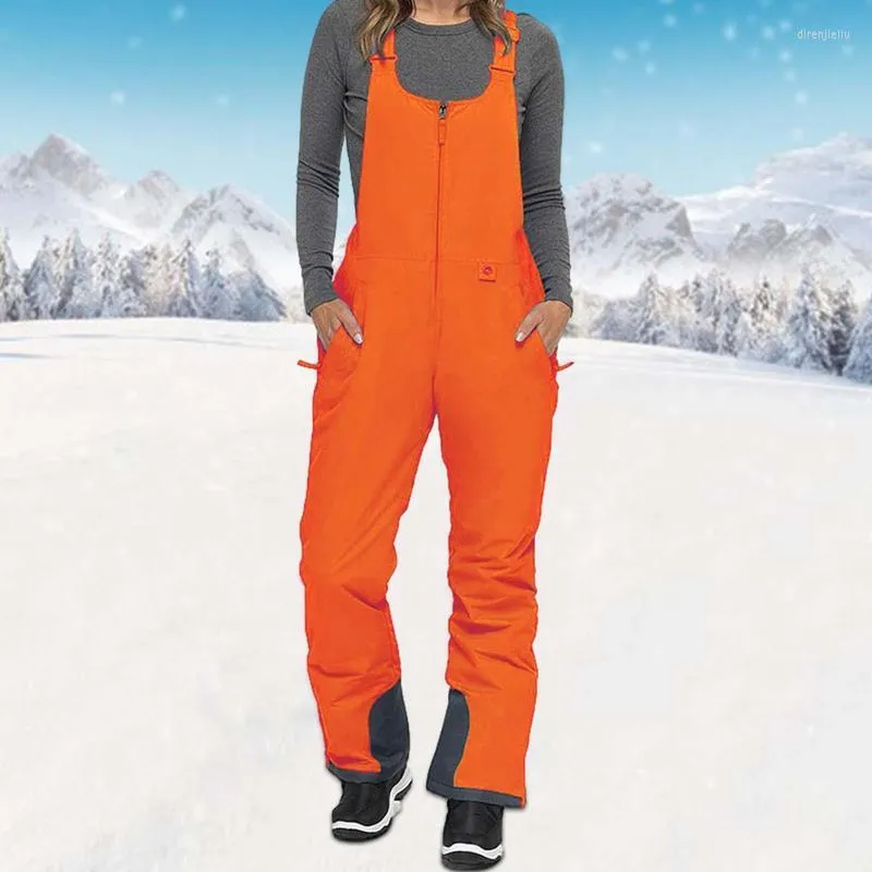 Pantaloni da sci da sci all'aperto Bretelle da uomo e da donna in cotone impermeabile antivento caldo addensato per l'escursionismo
