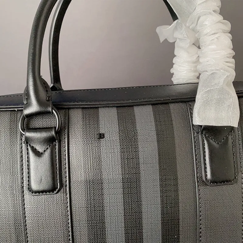 Designers briefcase luxury men business bags package Striped design laptop bag Letter design leather handbag messenger capacity shoulder handbags Versatile good