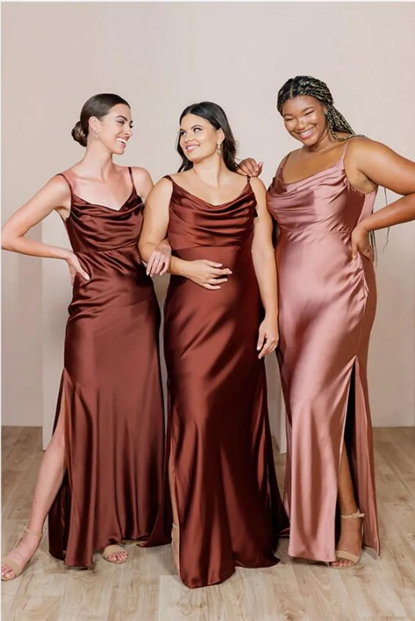 Sexy Simple Mermaid Bridesmaid Dresses Long Spaghetti Straps Draped Pleats Floor Length Wedding Guest Dress Plus Size Maid Of Honor Gowns Custom Made