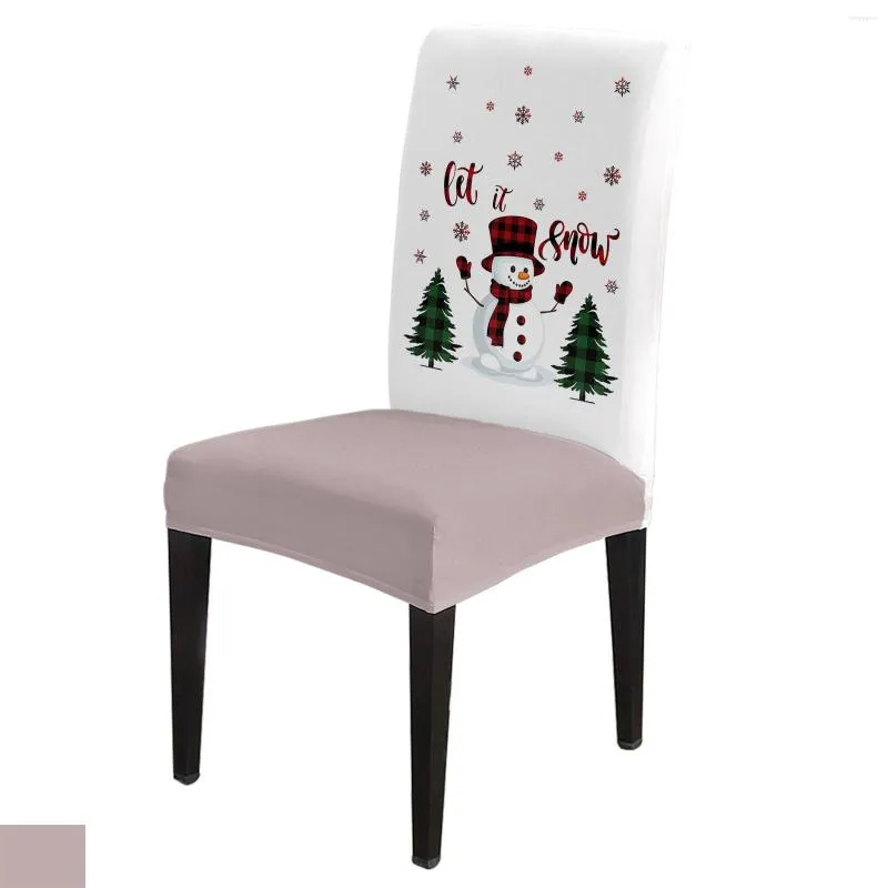 Chair Covers Snowflake Snowman Christmas Tree Plaid Cover Dining Spandex Stretch Seat Home Office Decoration Desk Case Set