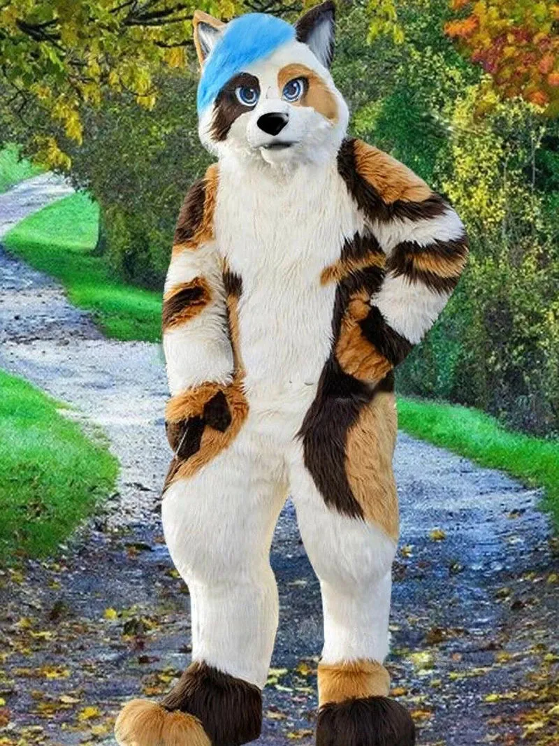 Middenlengte Husky Fox Fur Mascot Costume Walking Halloween grootschalig evenement Performance Pak Party